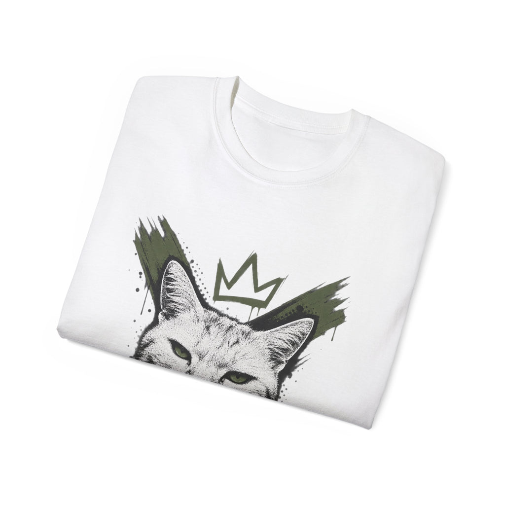Cat King Graphic Tee — Crowned Cat Face Streetwear T-Shirt
