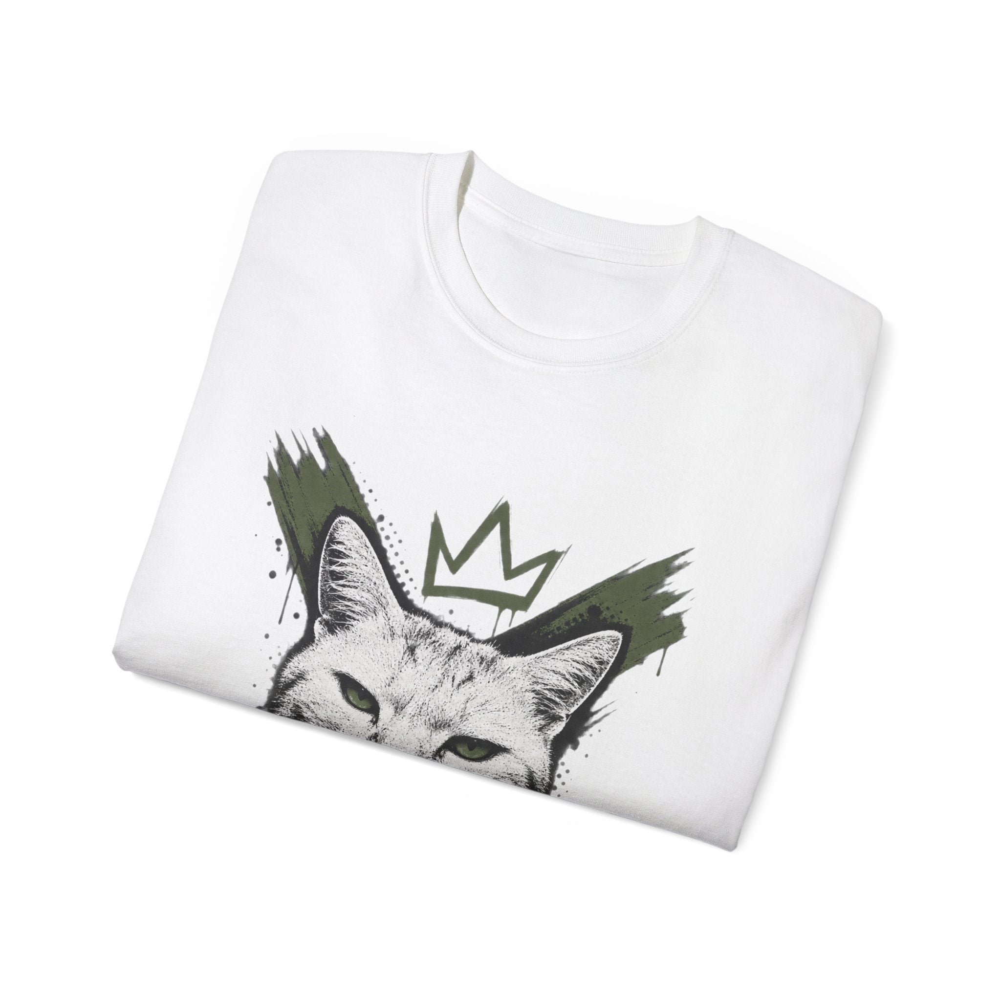 Cat King Graphic Tee — Crowned Cat Face Streetwear T-Shirt
