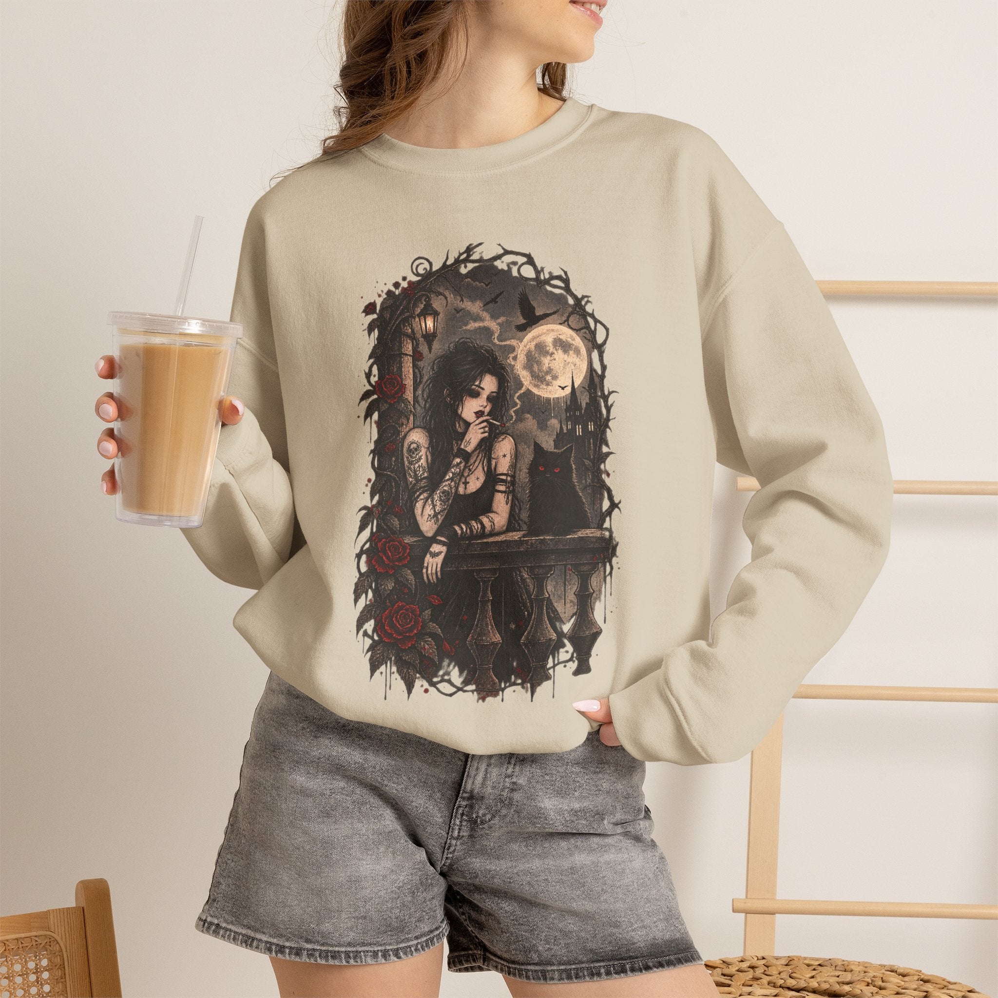 Gothic Moonlight Art Crewneck Sweatshirt