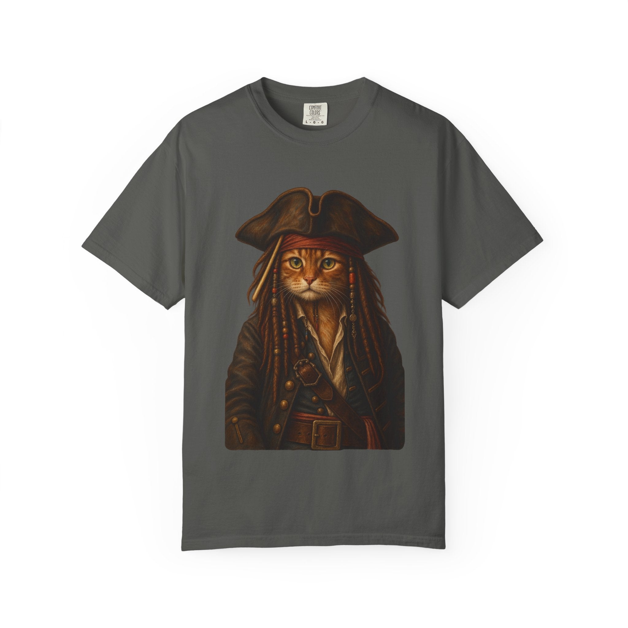 Pirate Cat Portrait T-Shirt — Captain Cat Costume Graphic Tee